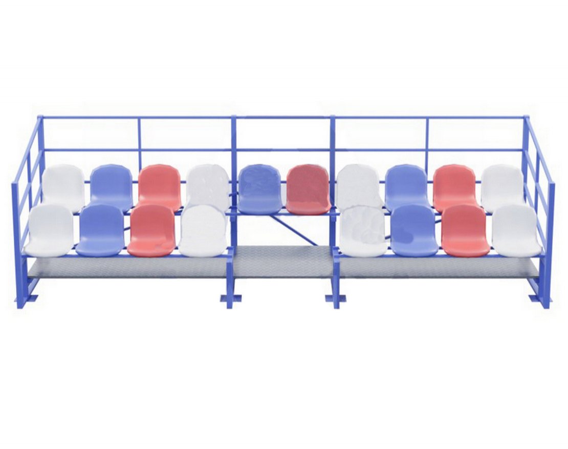Трибуна 2-х рядная пластиковые сидения, 18 мест T005